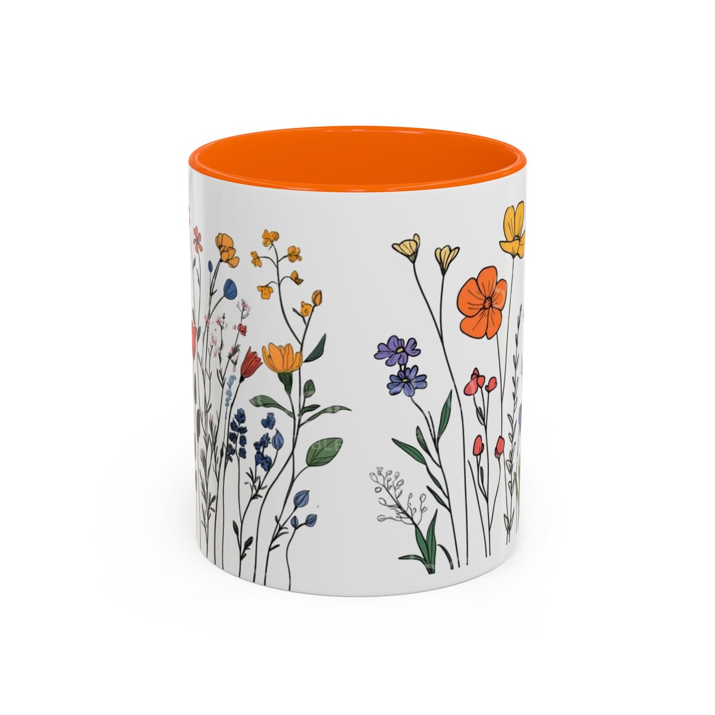 Floral Accent Coffee Mug | Flower Design Ceramic Cup for Home, Unique Gift for Her, Spring Decor, Tea Lover Mug, Garden Floral
