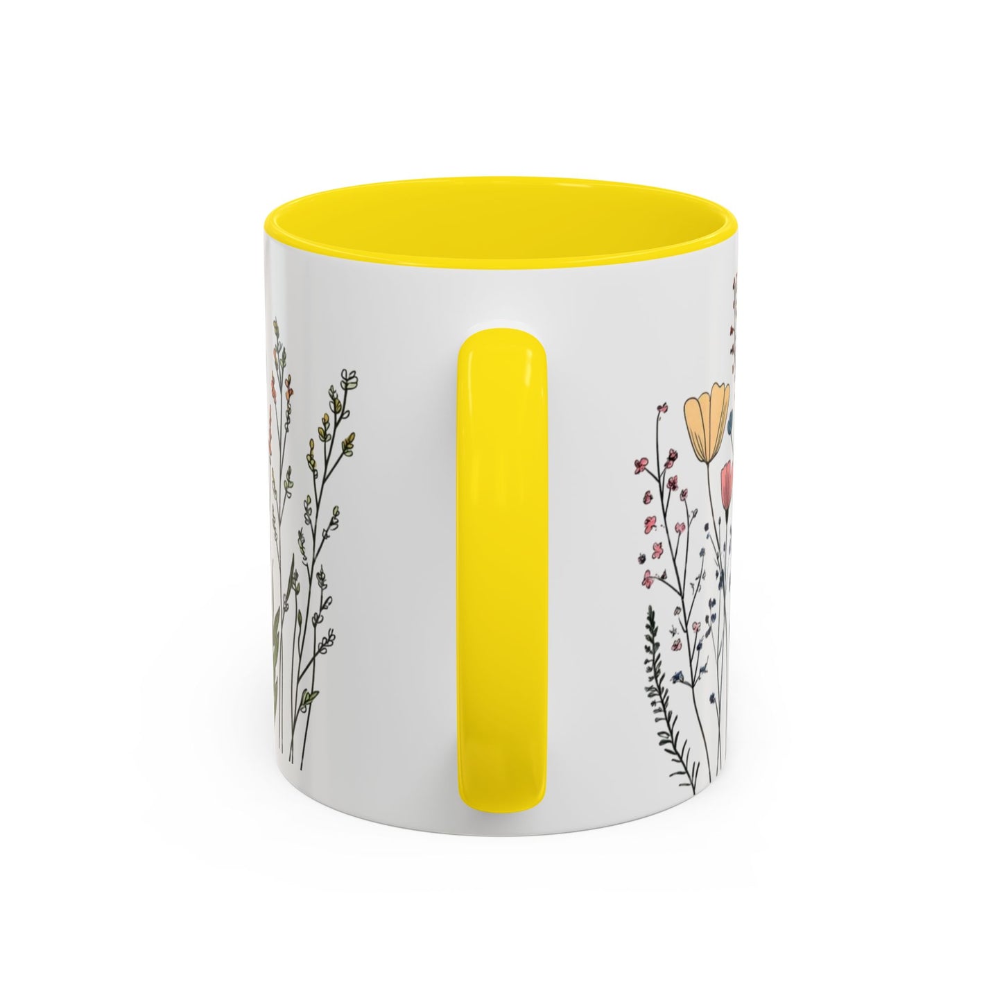 Floral Accent Coffee Mug | Flower Design Ceramic Cup for Home, Unique Gift for Her, Spring Decor, Tea Lover Mug, Garden Floral