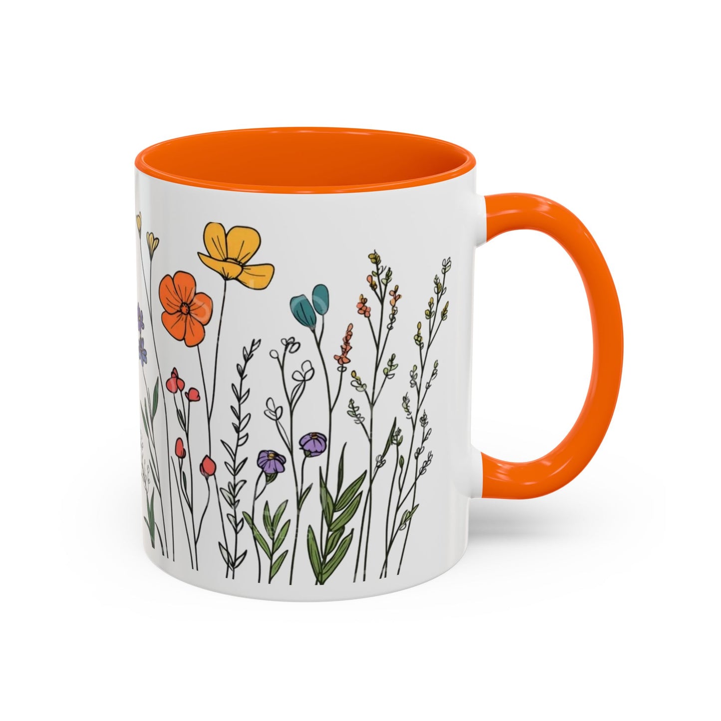 Floral Accent Coffee Mug | Flower Design Ceramic Cup for Home, Unique Gift for Her, Spring Decor, Tea Lover Mug, Garden Floral