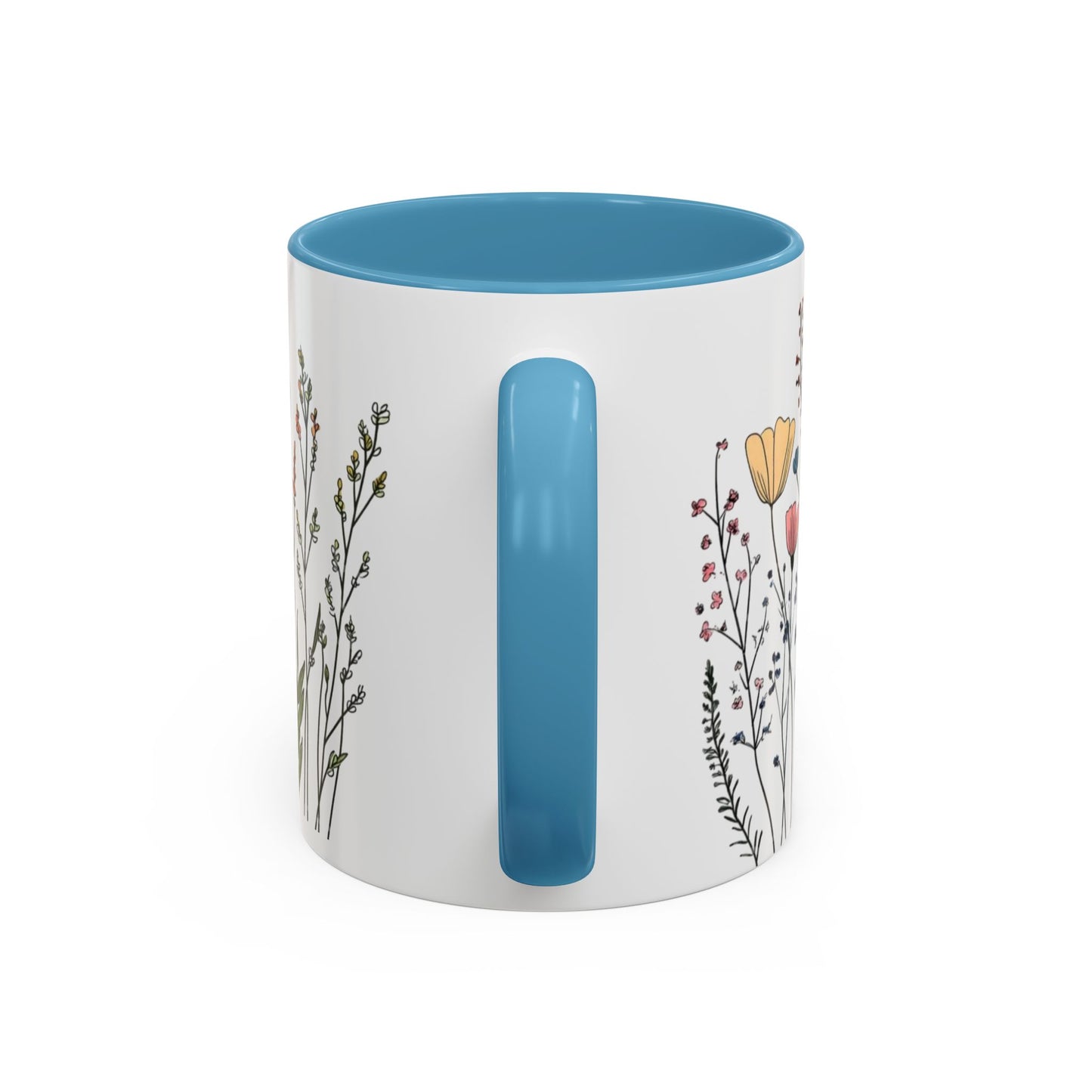 Floral Accent Coffee Mug | Flower Design Ceramic Cup for Home, Unique Gift for Her, Spring Decor, Tea Lover Mug, Garden Floral
