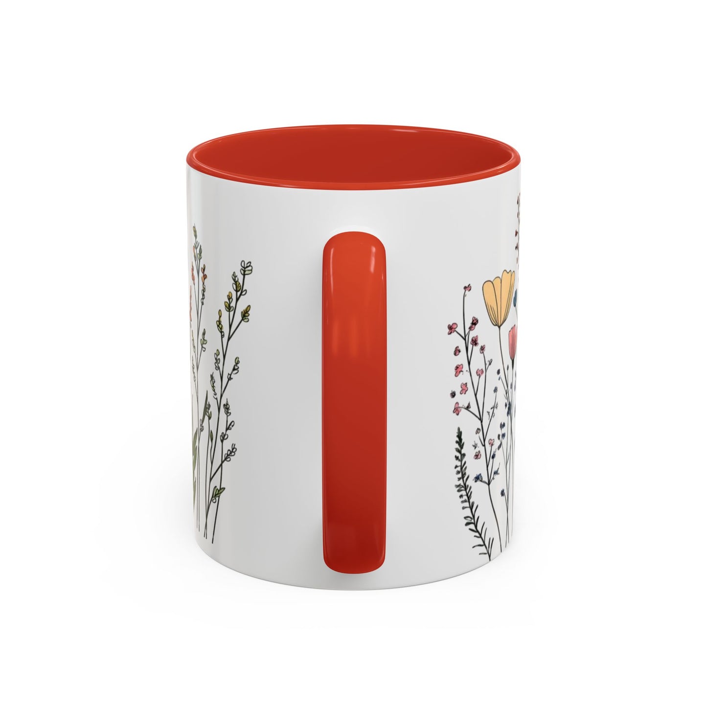 Floral Accent Coffee Mug | Flower Design Ceramic Cup for Home, Unique Gift for Her, Spring Decor, Tea Lover Mug, Garden Floral