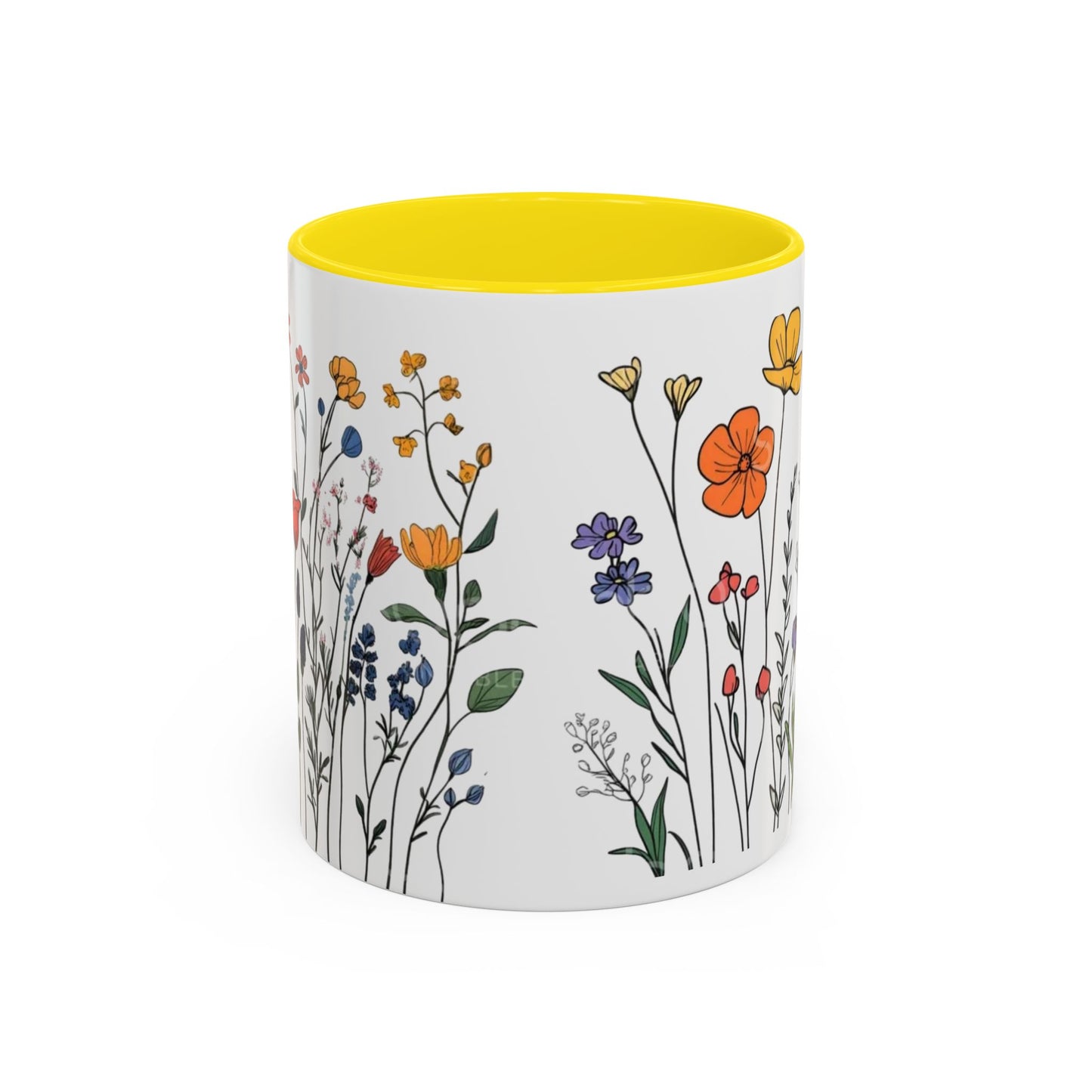 Floral Accent Coffee Mug | Flower Design Ceramic Cup for Home, Unique Gift for Her, Spring Decor, Tea Lover Mug, Garden Floral