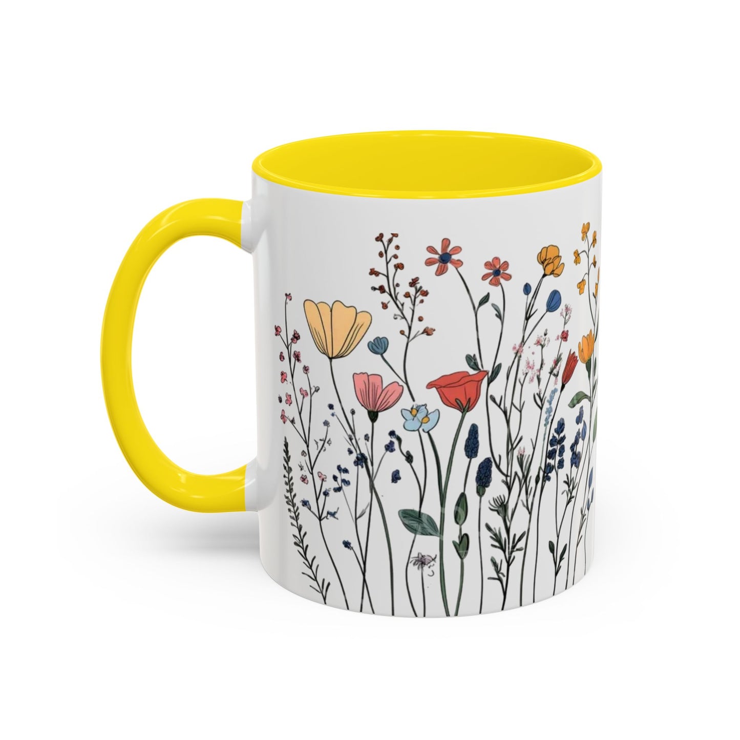 Floral Accent Coffee Mug | Flower Design Ceramic Cup for Home, Unique Gift for Her, Spring Decor, Tea Lover Mug, Garden Floral