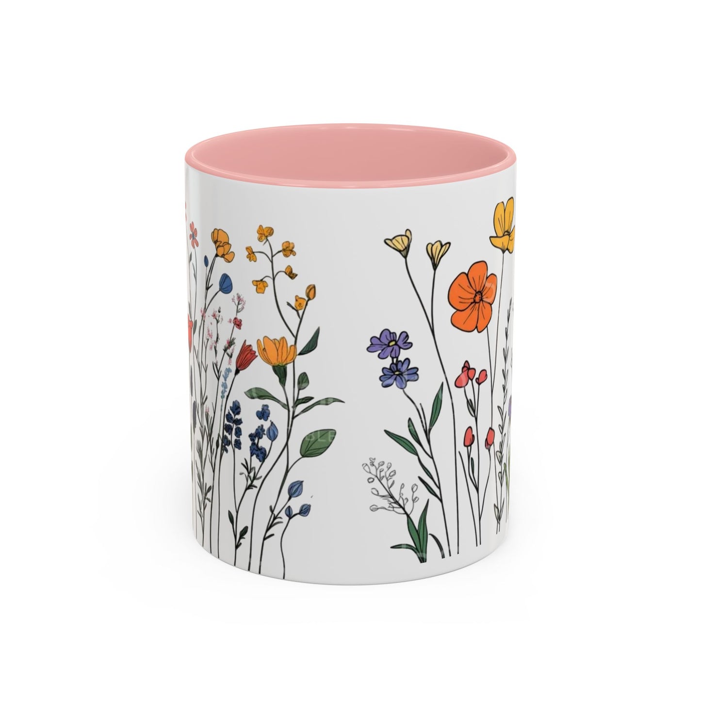 Floral Accent Coffee Mug | Flower Design Ceramic Cup for Home, Unique Gift for Her, Spring Decor, Tea Lover Mug, Garden Floral
