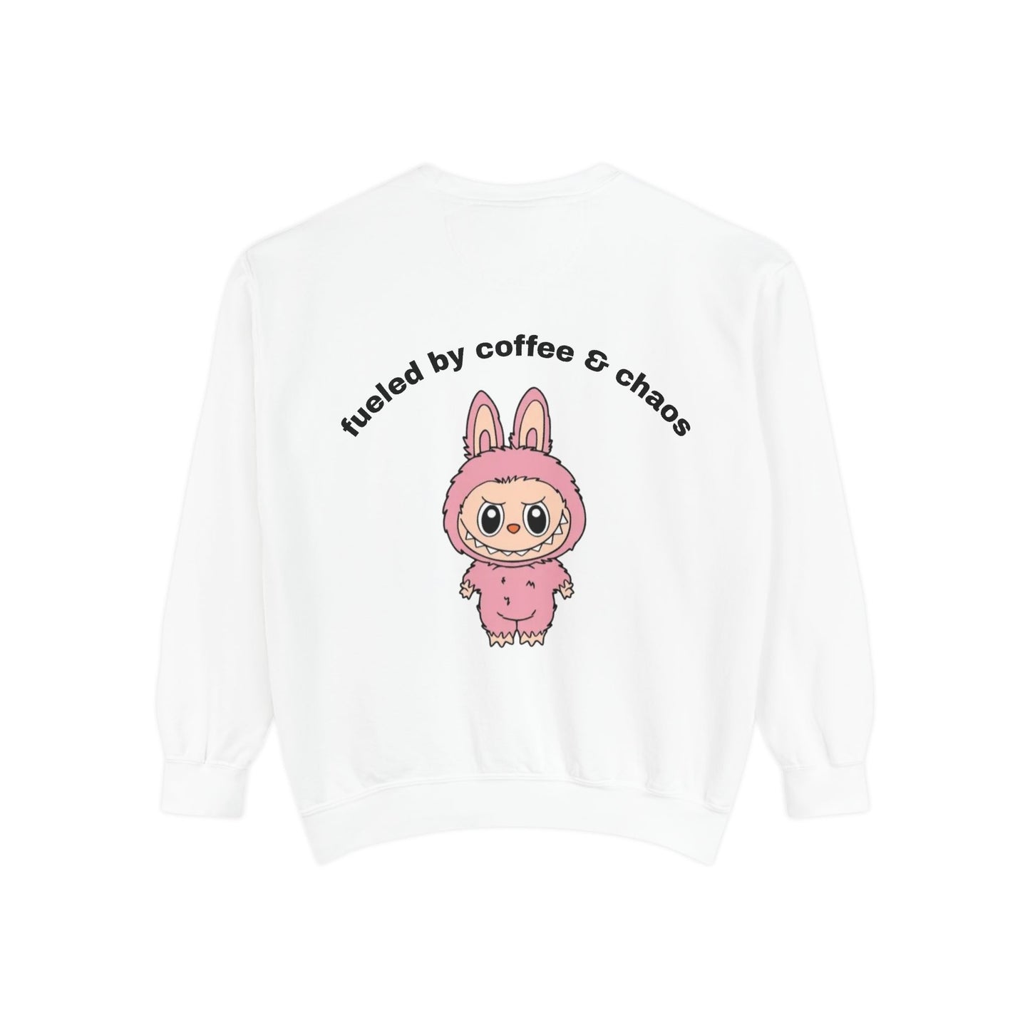 Cozy Garment-Dyed Sweatshirt, Cute Bunny Sweatshirt, Gift for Her, Coffee Lover's Sweatshirt, Chill Vibes Style, Happy Casual Wear