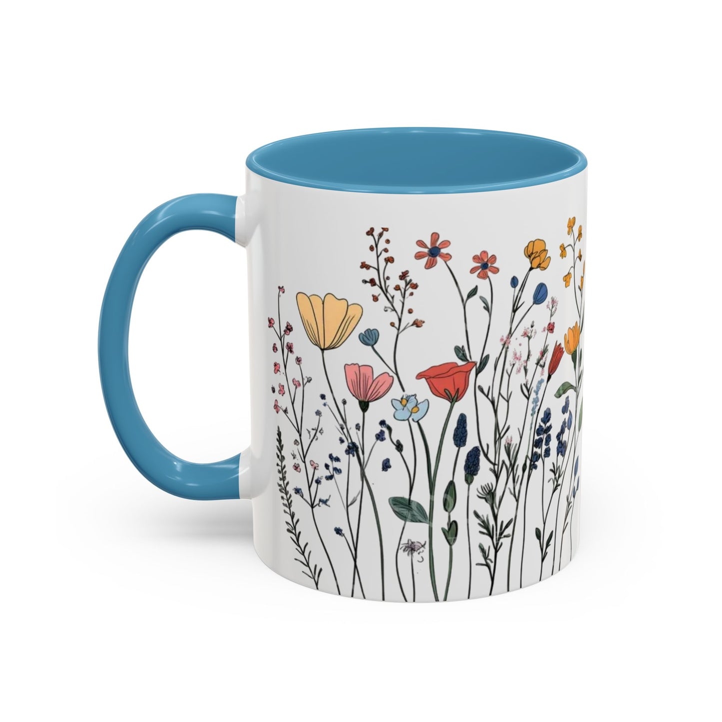 Floral Accent Coffee Mug | Flower Design Ceramic Cup for Home, Unique Gift for Her, Spring Decor, Tea Lover Mug, Garden Floral