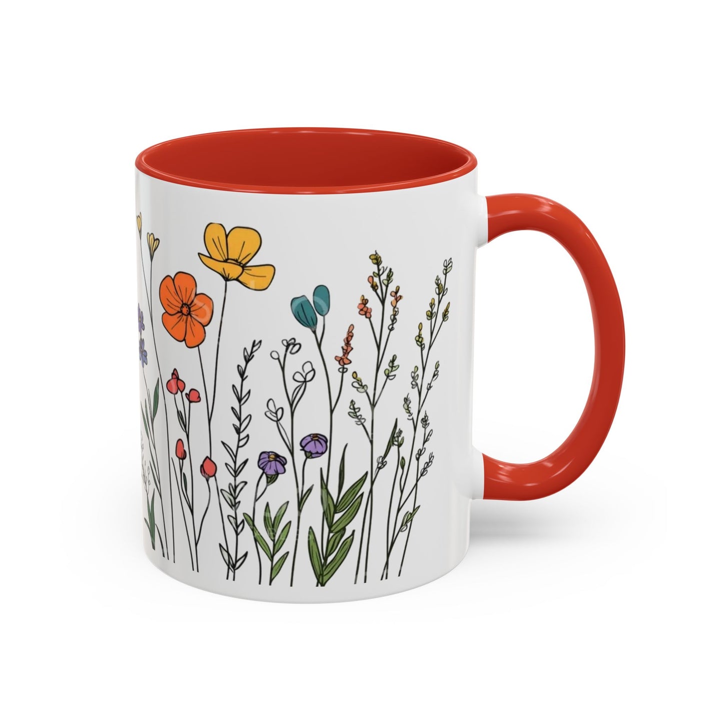 Floral Accent Coffee Mug | Flower Design Ceramic Cup for Home, Unique Gift for Her, Spring Decor, Tea Lover Mug, Garden Floral