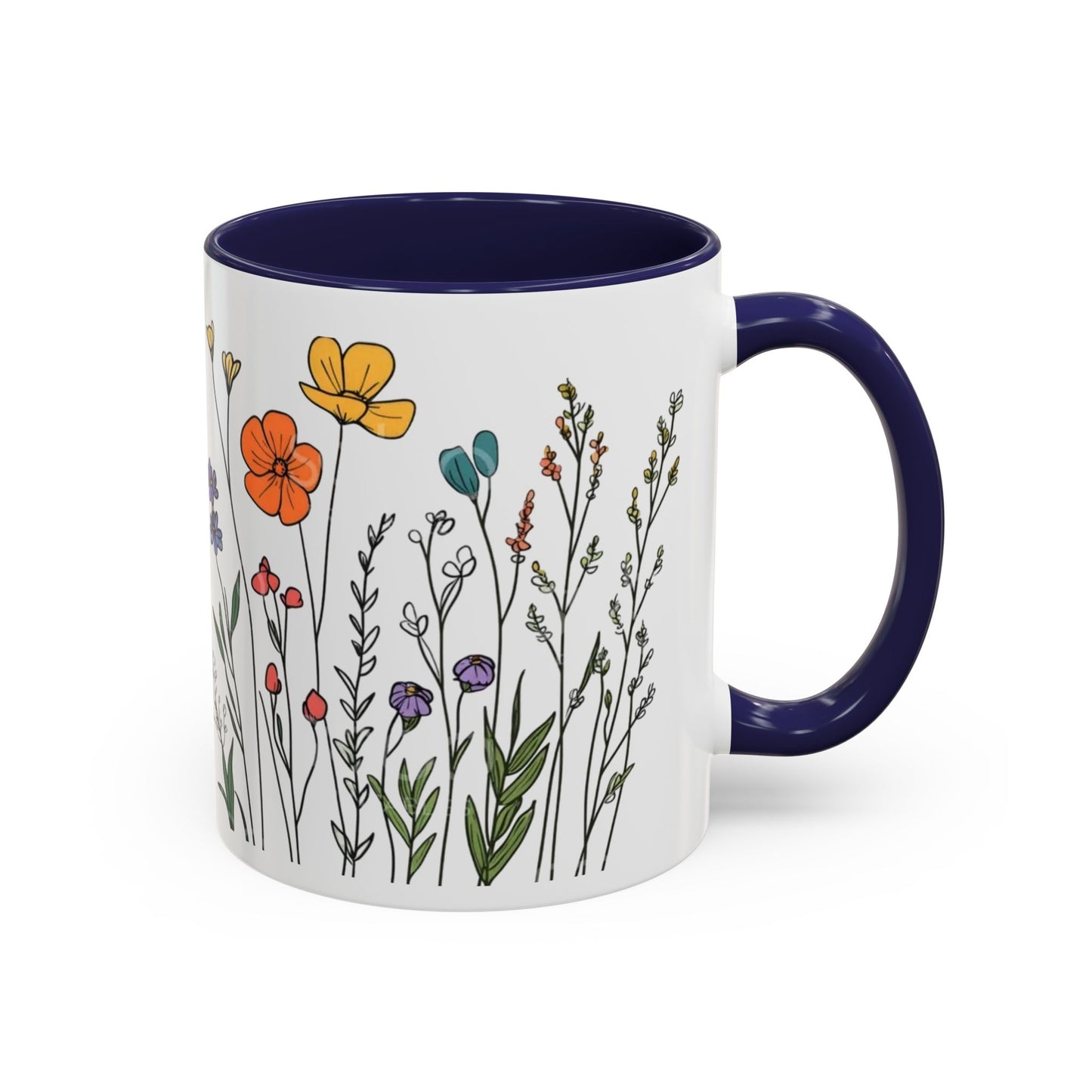 Floral Accent Coffee Mug | Flower Design Ceramic Cup for Home, Unique Gift for Her, Spring Decor, Tea Lover Mug, Garden Floral
