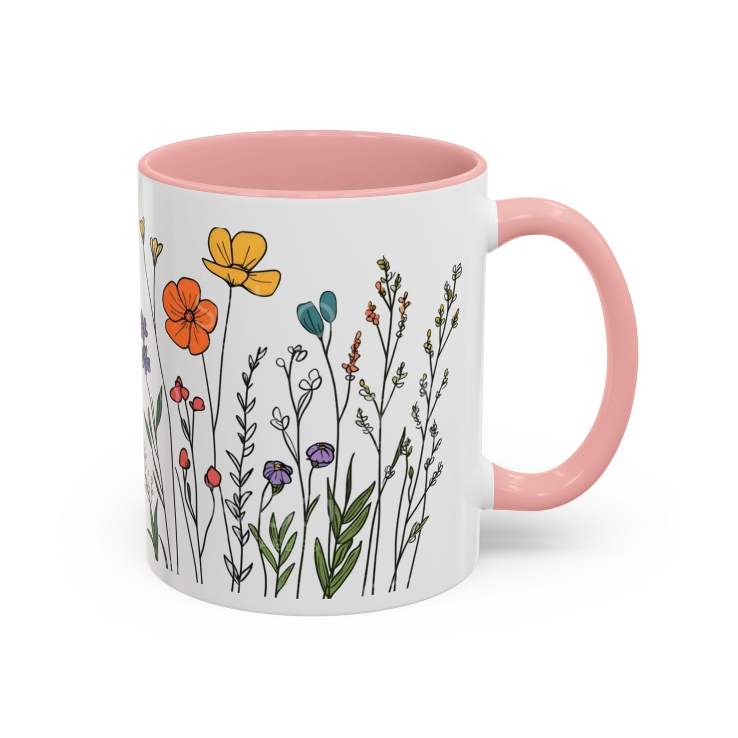 Floral Accent Coffee Mug | Flower Design Ceramic Cup for Home, Unique Gift for Her, Spring Decor, Tea Lover Mug, Garden Floral