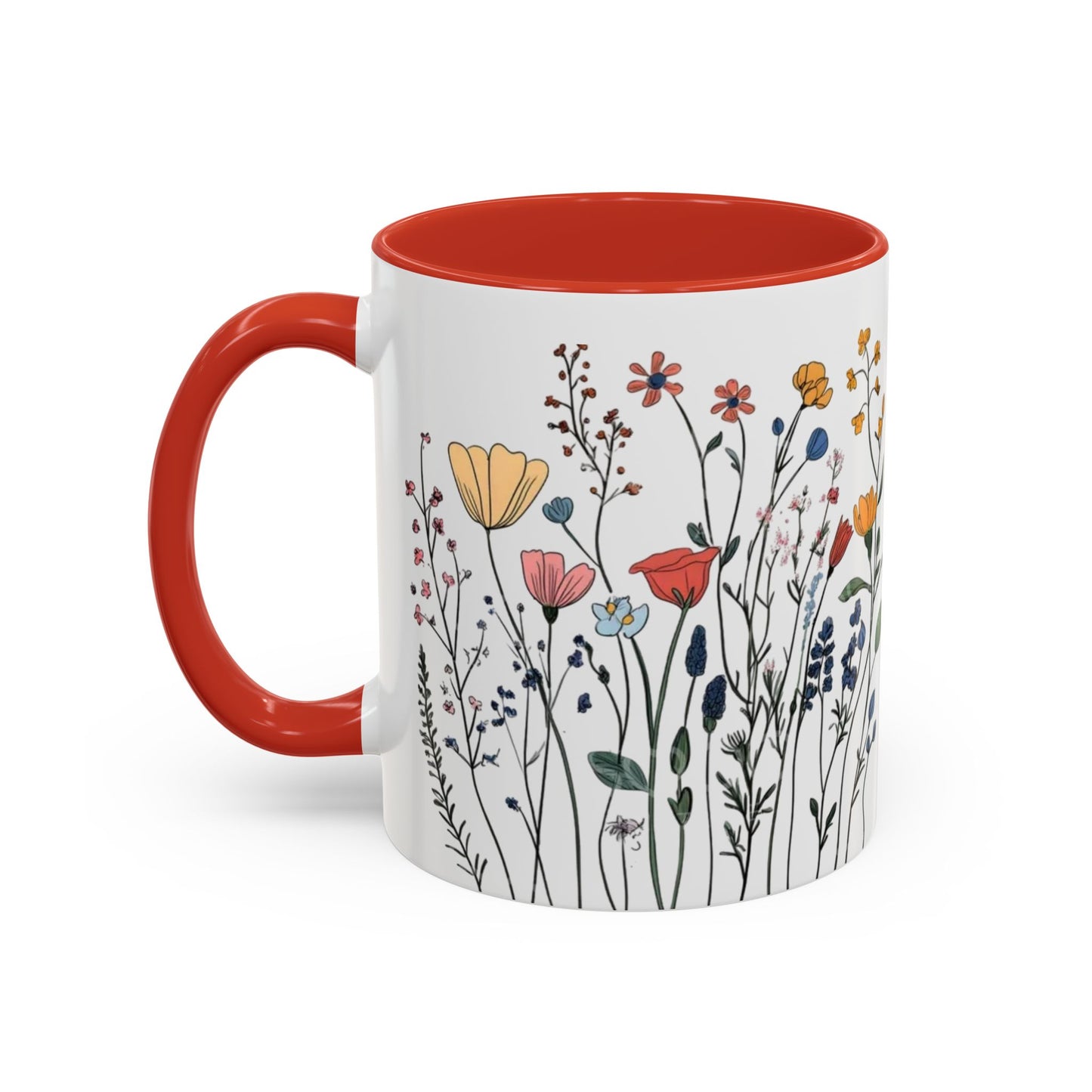 Floral Accent Coffee Mug | Flower Design Ceramic Cup for Home, Unique Gift for Her, Spring Decor, Tea Lover Mug, Garden Floral