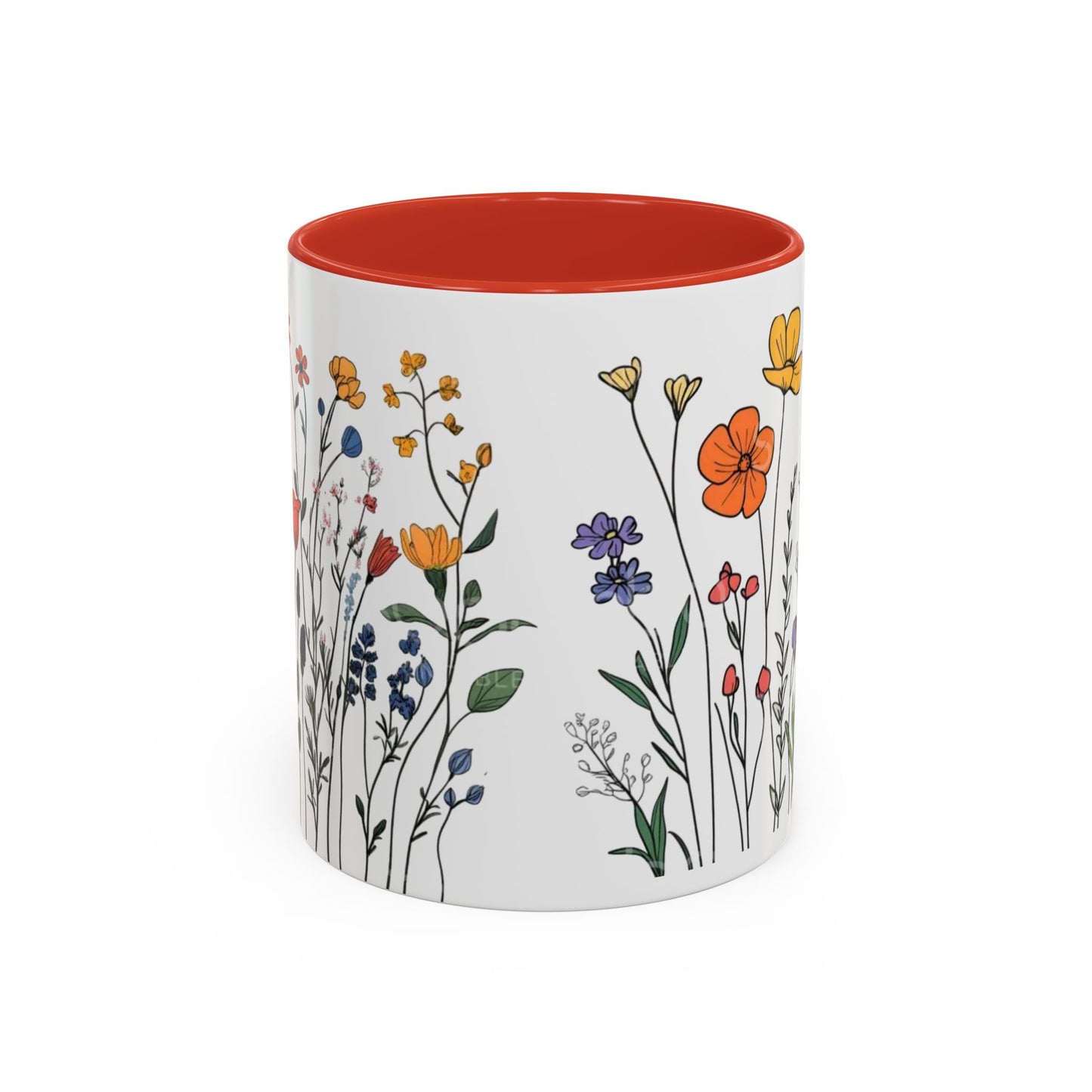 Floral Accent Coffee Mug | Flower Design Ceramic Cup for Home, Unique Gift for Her, Spring Decor, Tea Lover Mug, Garden Floral