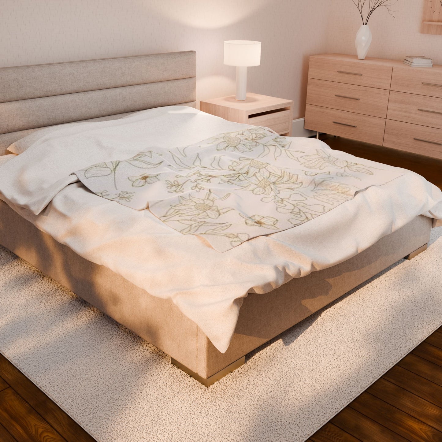 Elegant Floral Velveteen Plush Blanket, Cozy Home Decor, Soft Gift for Birthdays, Weddings, Holidays, Bedding Accessory, Throw Blanket