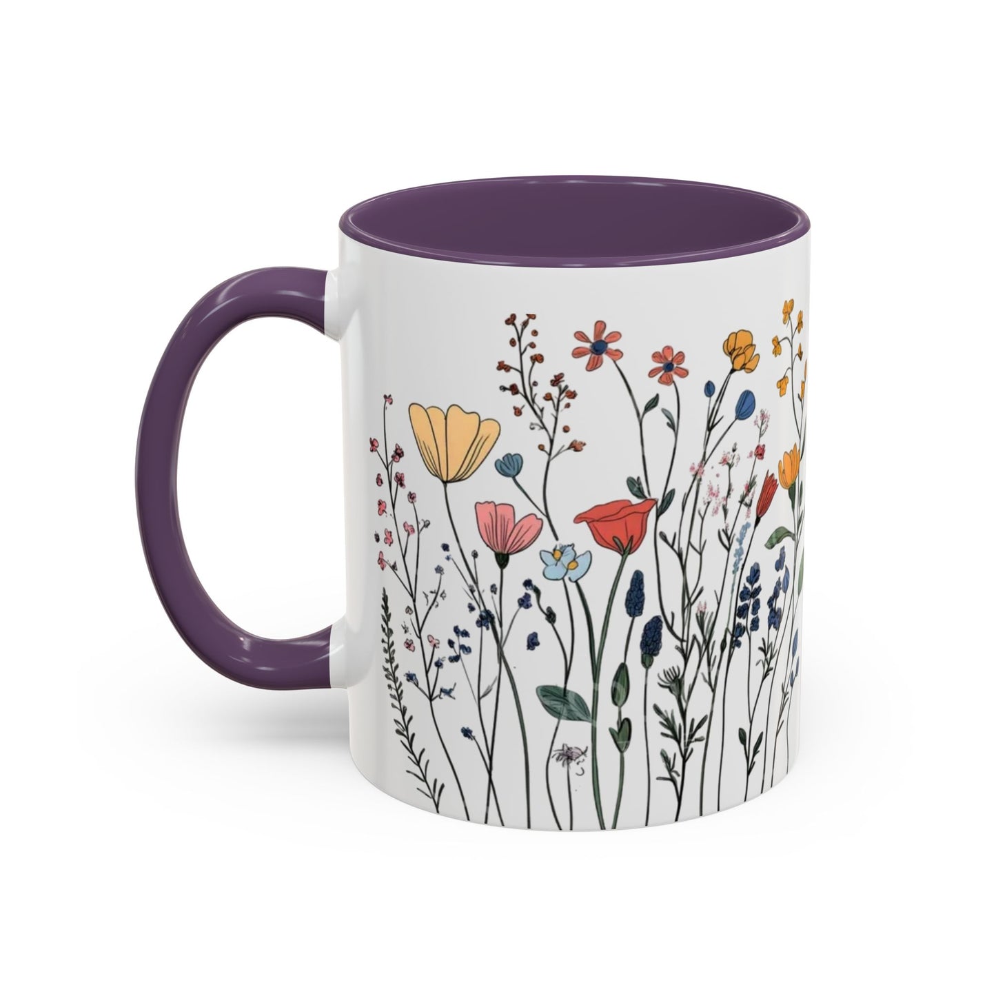 Floral Accent Coffee Mug | Flower Design Ceramic Cup for Home, Unique Gift for Her, Spring Decor, Tea Lover Mug, Garden Floral