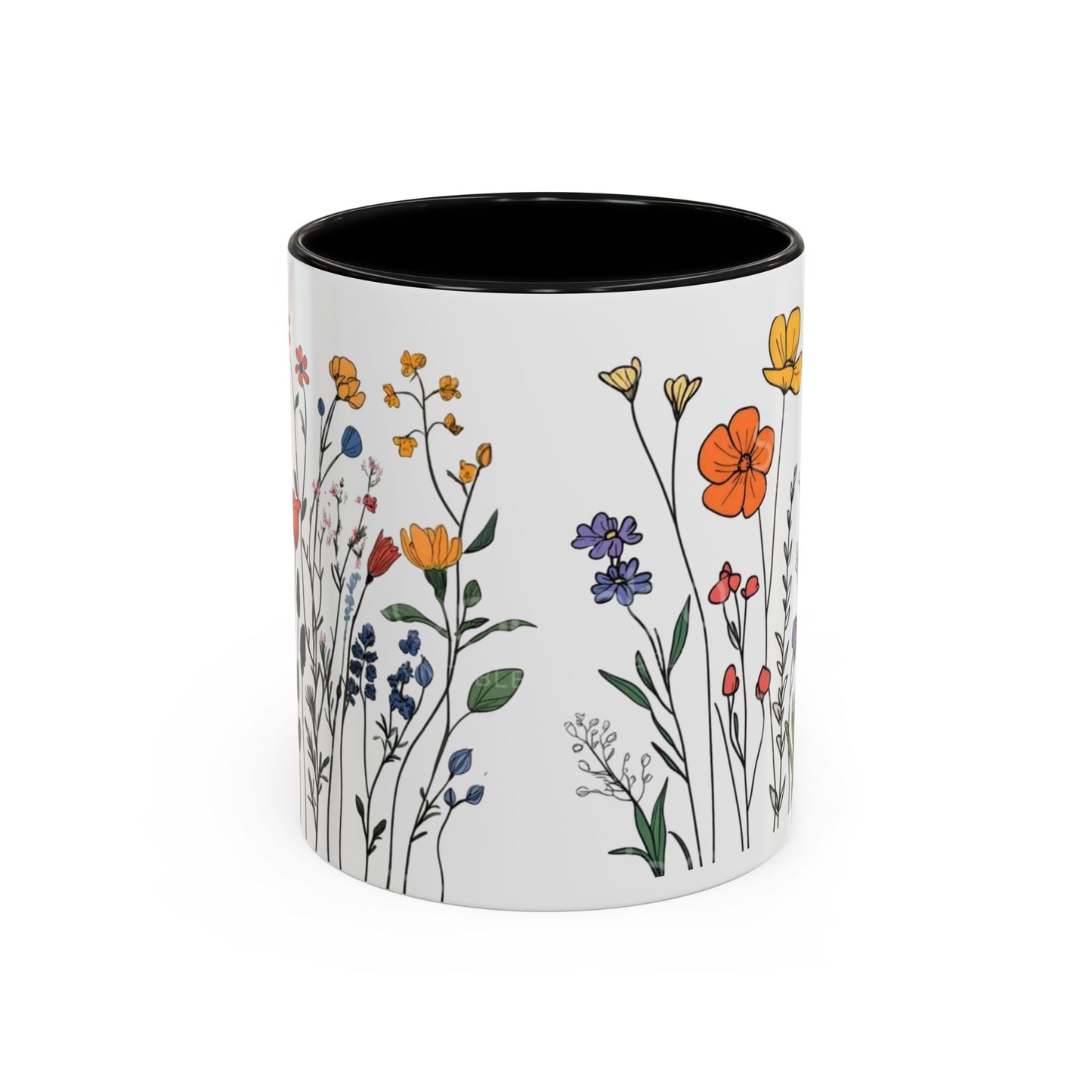 Floral Accent Coffee Mug | Flower Design Ceramic Cup for Home, Unique Gift for Her, Spring Decor, Tea Lover Mug, Garden Floral