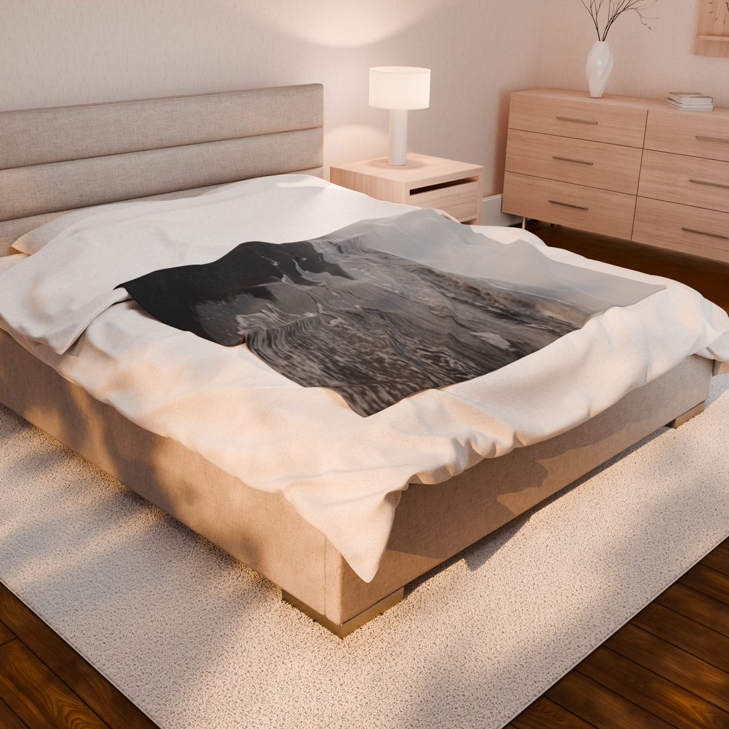 Cozy Ocean Waves Velveteen Blanket | Soft Throw for Home Decor, Beach Lovers Gift, Relaxation, Cozy Evenings, Beach House