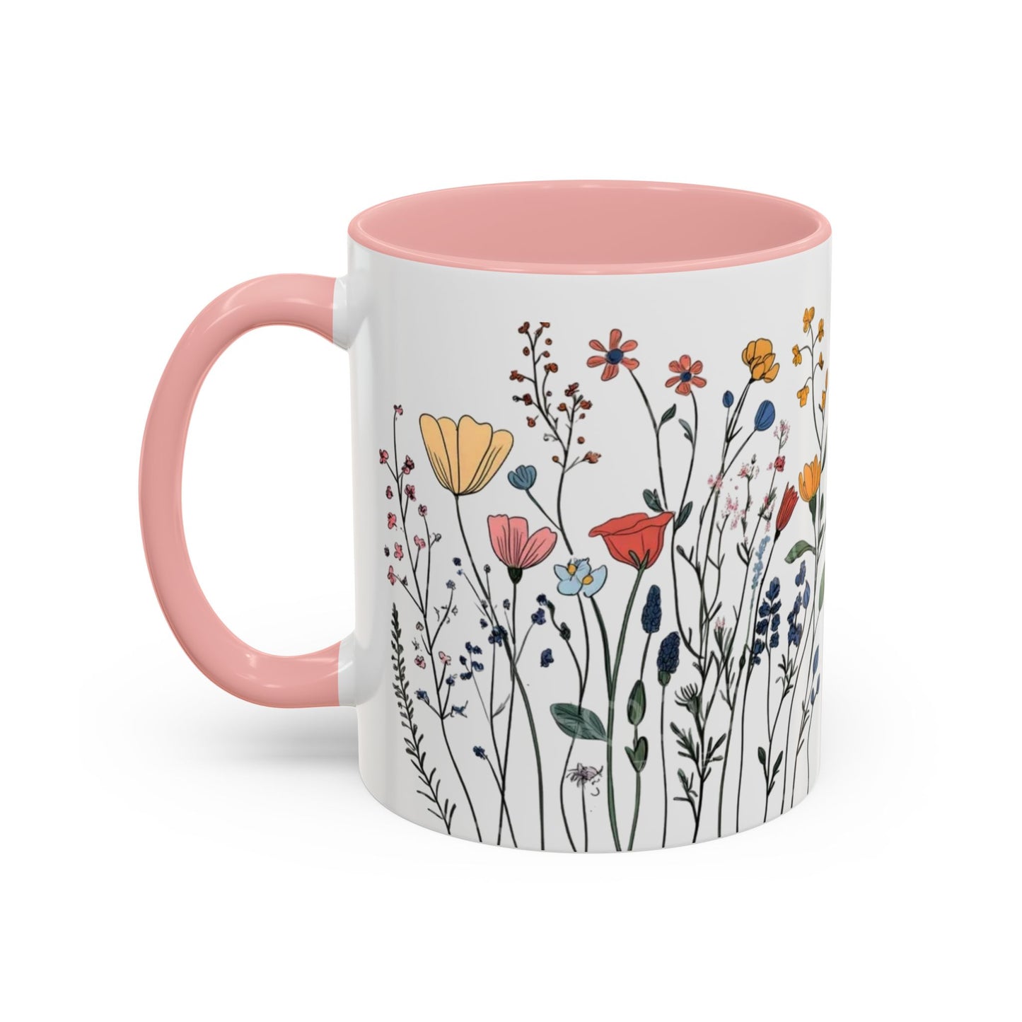 Floral Accent Coffee Mug | Flower Design Ceramic Cup for Home, Unique Gift for Her, Spring Decor, Tea Lover Mug, Garden Floral