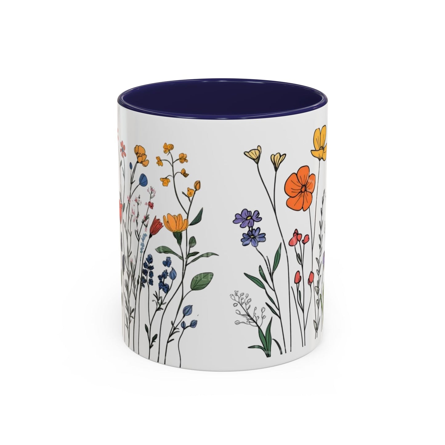 Floral Accent Coffee Mug | Flower Design Ceramic Cup for Home, Unique Gift for Her, Spring Decor, Tea Lover Mug, Garden Floral
