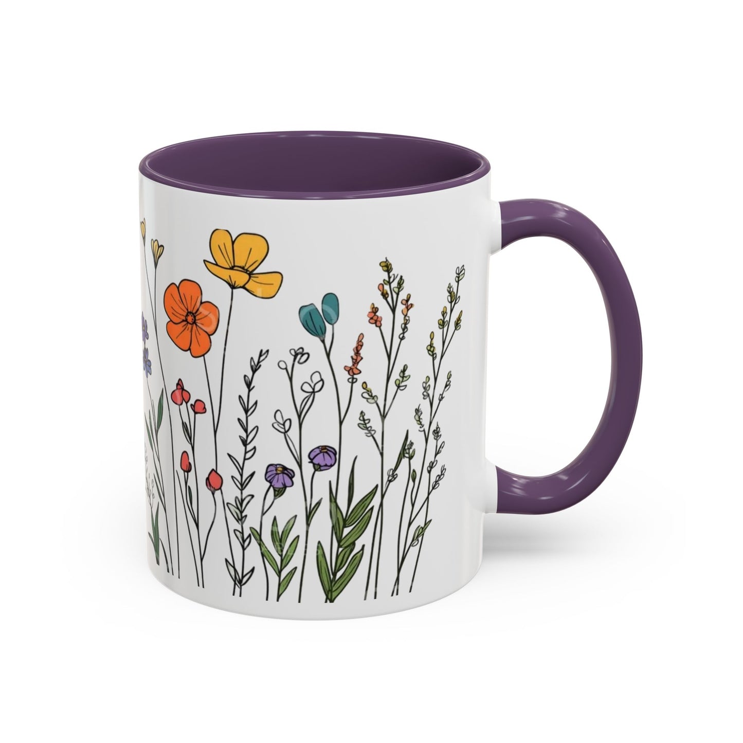 Floral Accent Coffee Mug | Flower Design Ceramic Cup for Home, Unique Gift for Her, Spring Decor, Tea Lover Mug, Garden Floral