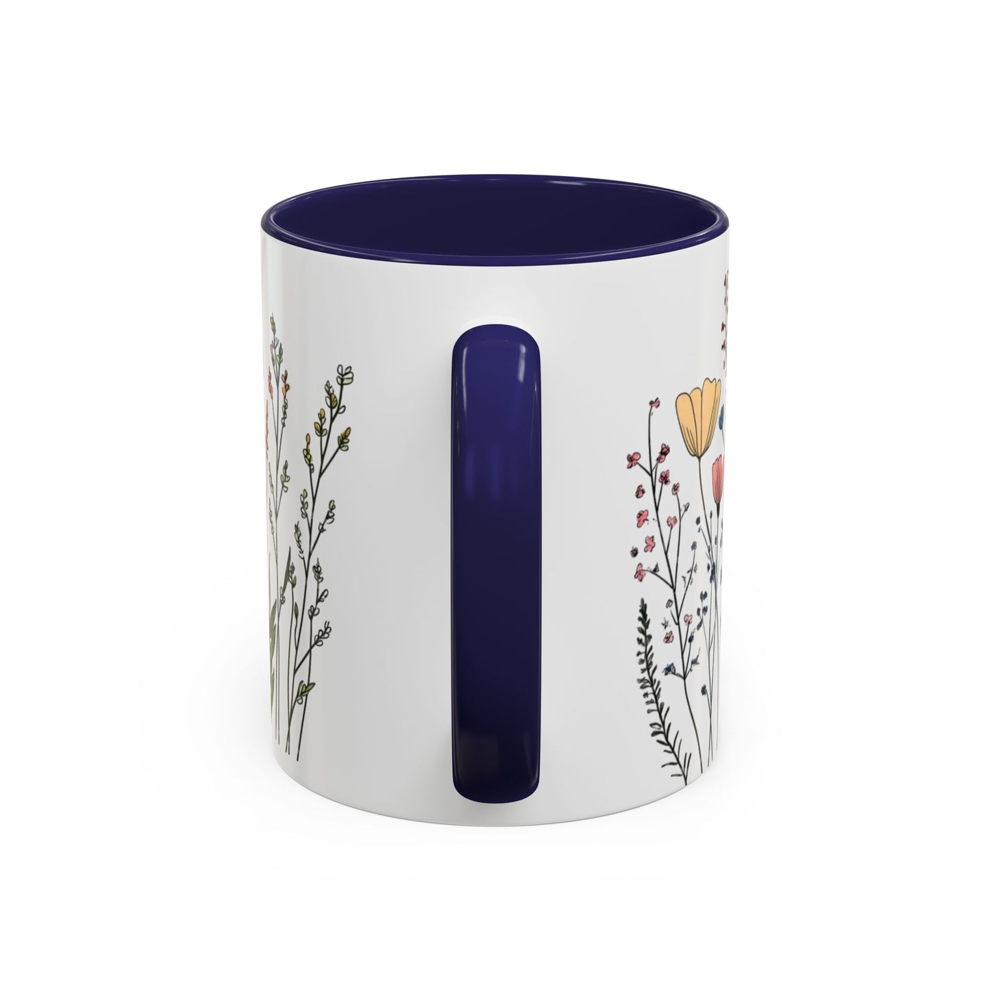 Floral Accent Coffee Mug | Flower Design Ceramic Cup for Home, Unique Gift for Her, Spring Decor, Tea Lover Mug, Garden Floral