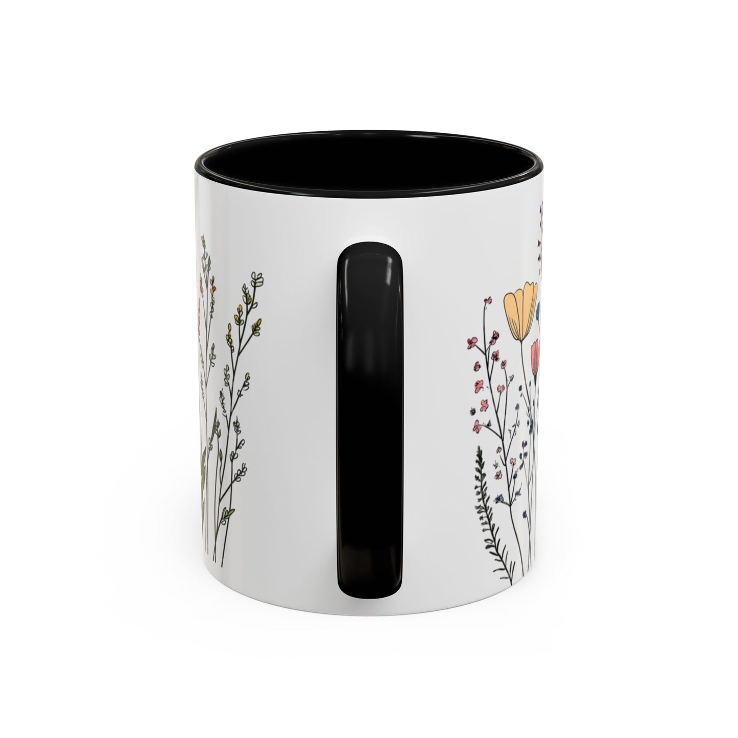 Floral Accent Coffee Mug | Flower Design Ceramic Cup for Home, Unique Gift for Her, Spring Decor, Tea Lover Mug, Garden Floral