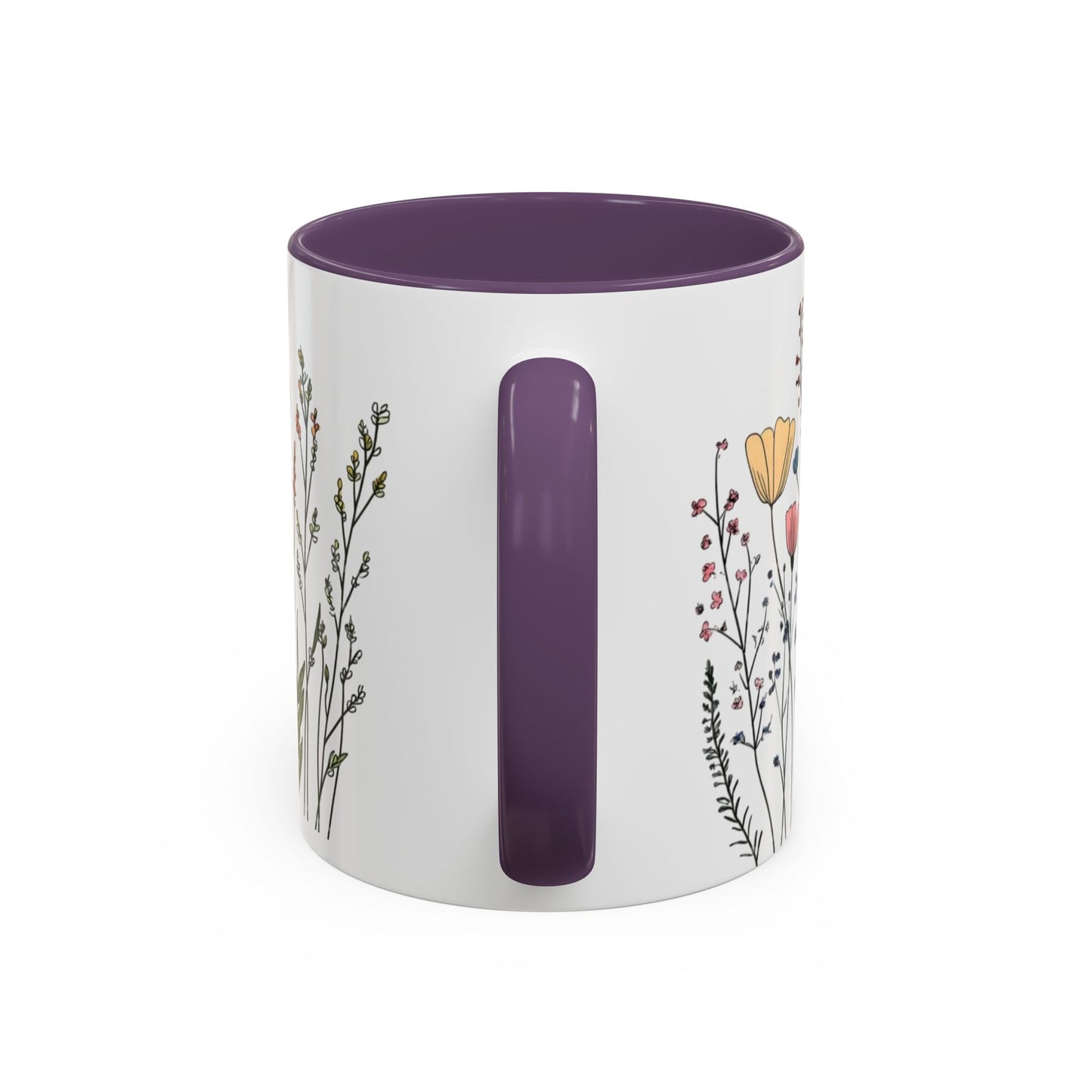 Floral Accent Coffee Mug | Flower Design Ceramic Cup for Home, Unique Gift for Her, Spring Decor, Tea Lover Mug, Garden Floral