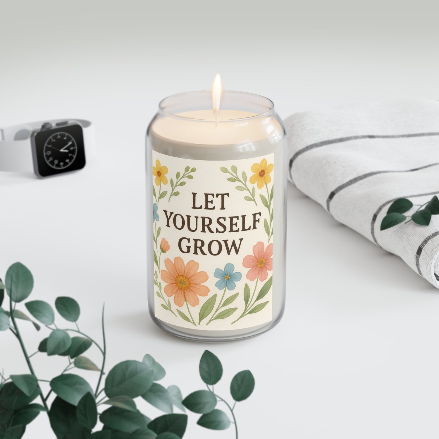 Floral Scented Candle, Let Yourself Grow, Relaxation Gift, Home Decor, Self-Care, Eco-Friendly Candle, Luxurious Aromatherapy