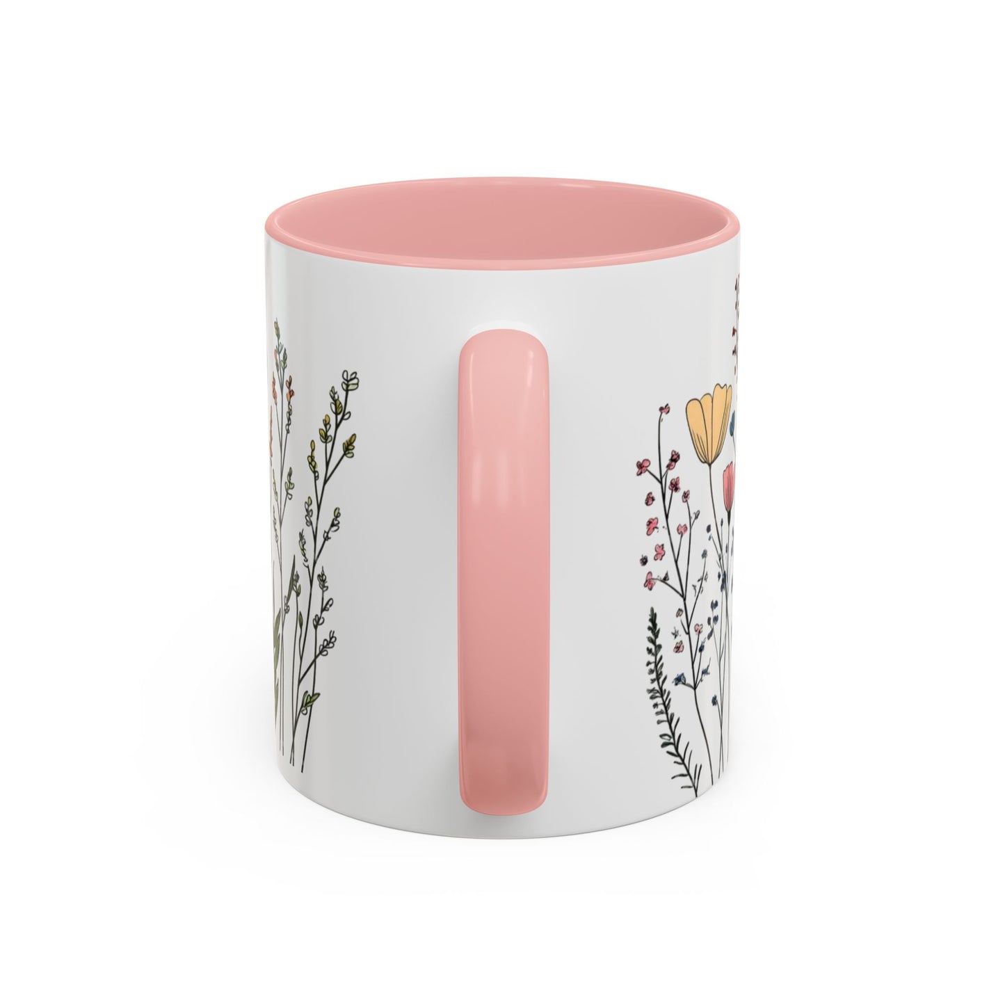 Floral Accent Coffee Mug | Flower Design Ceramic Cup for Home, Unique Gift for Her, Spring Decor, Tea Lover Mug, Garden Floral