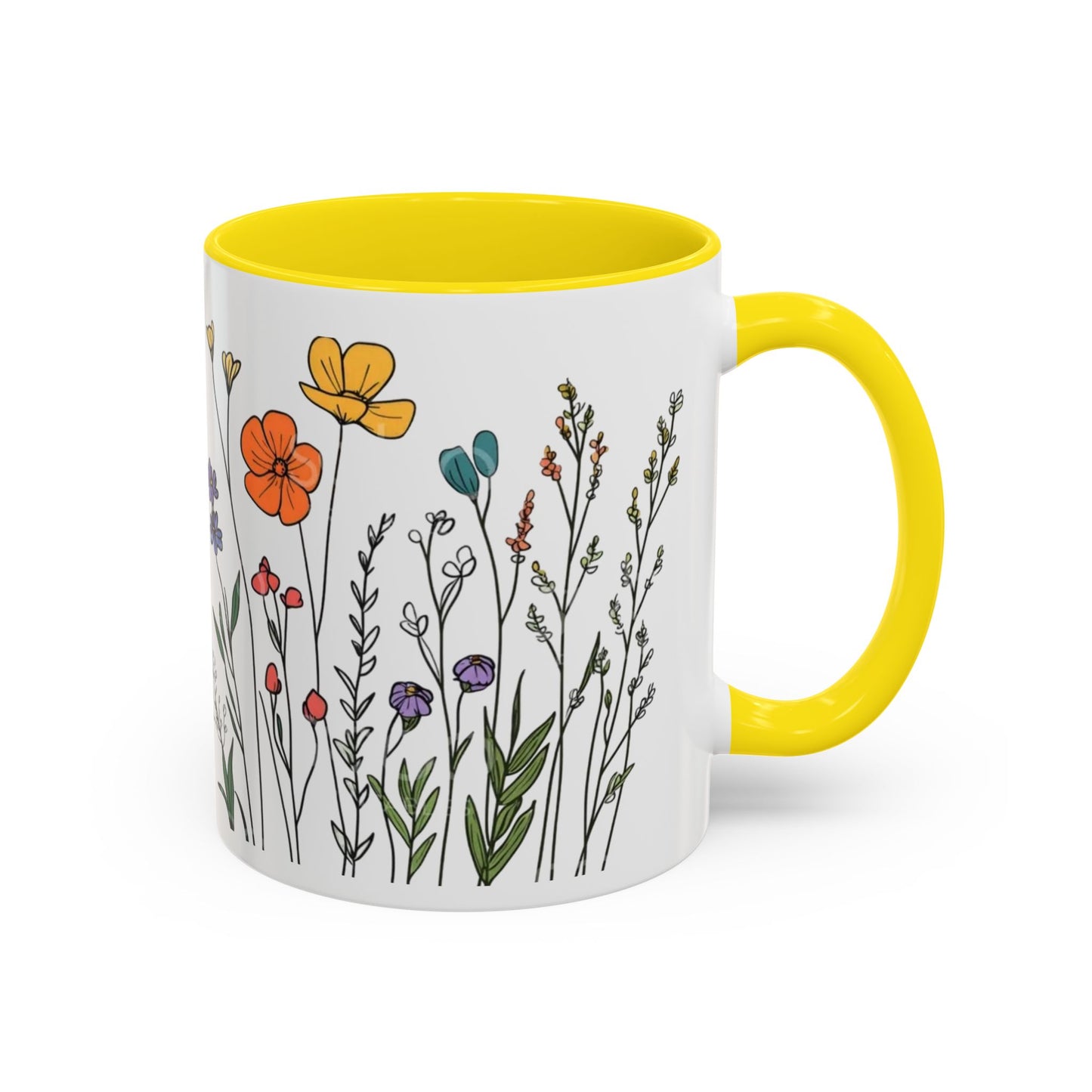 Floral Accent Coffee Mug | Flower Design Ceramic Cup for Home, Unique Gift for Her, Spring Decor, Tea Lover Mug, Garden Floral