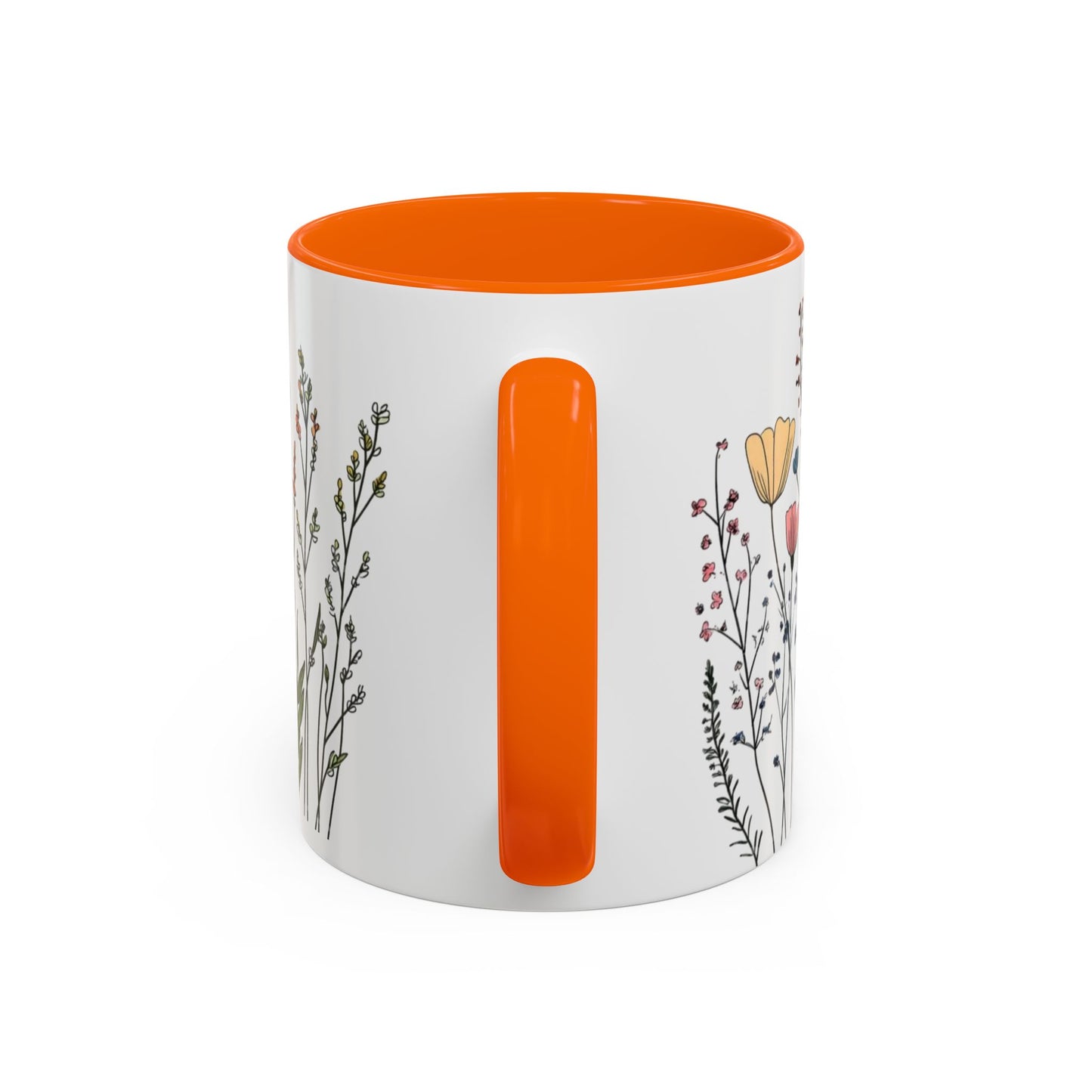 Floral Accent Coffee Mug | Flower Design Ceramic Cup for Home, Unique Gift for Her, Spring Decor, Tea Lover Mug, Garden Floral