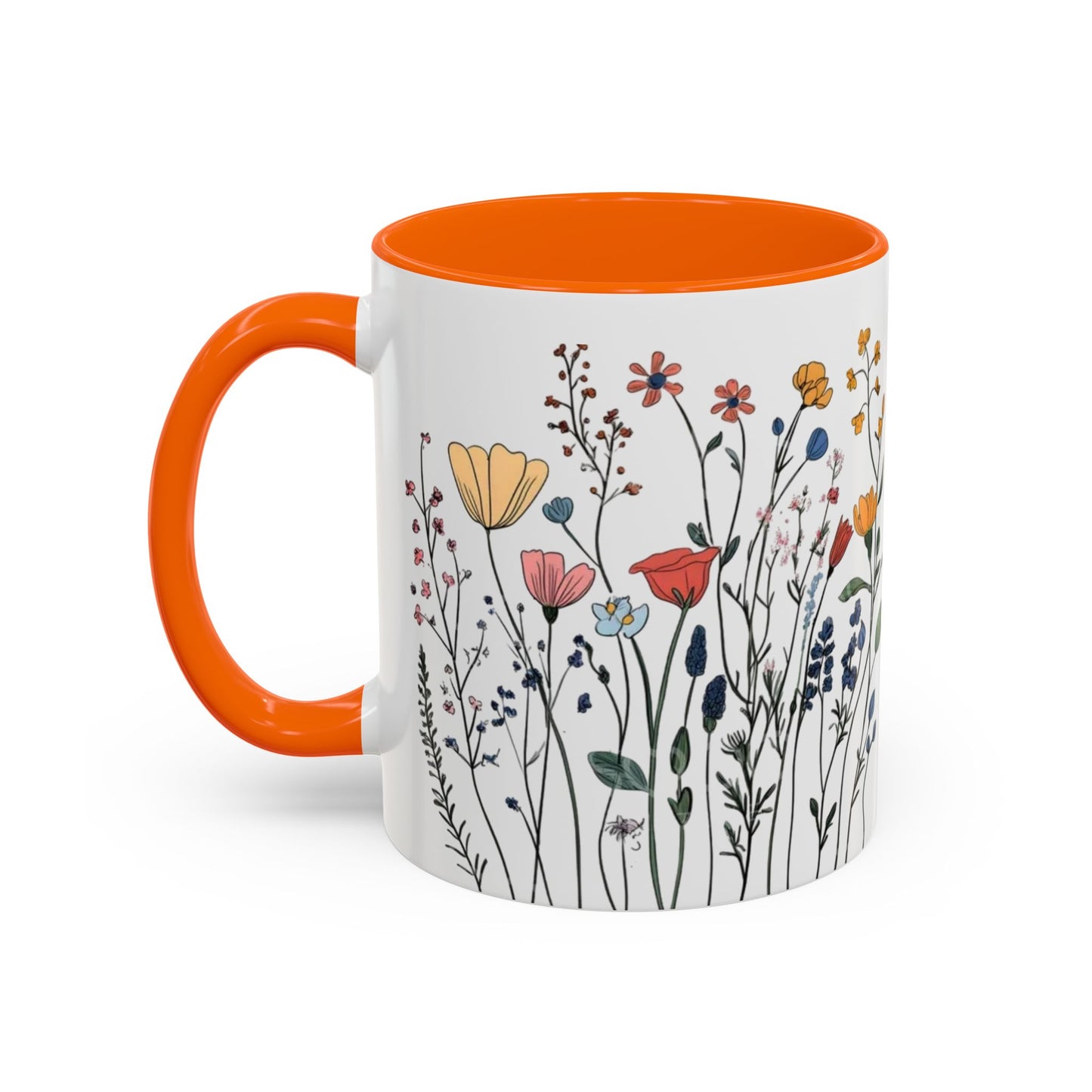 Floral Accent Coffee Mug | Flower Design Ceramic Cup for Home, Unique Gift for Her, Spring Decor, Tea Lover Mug, Garden Floral