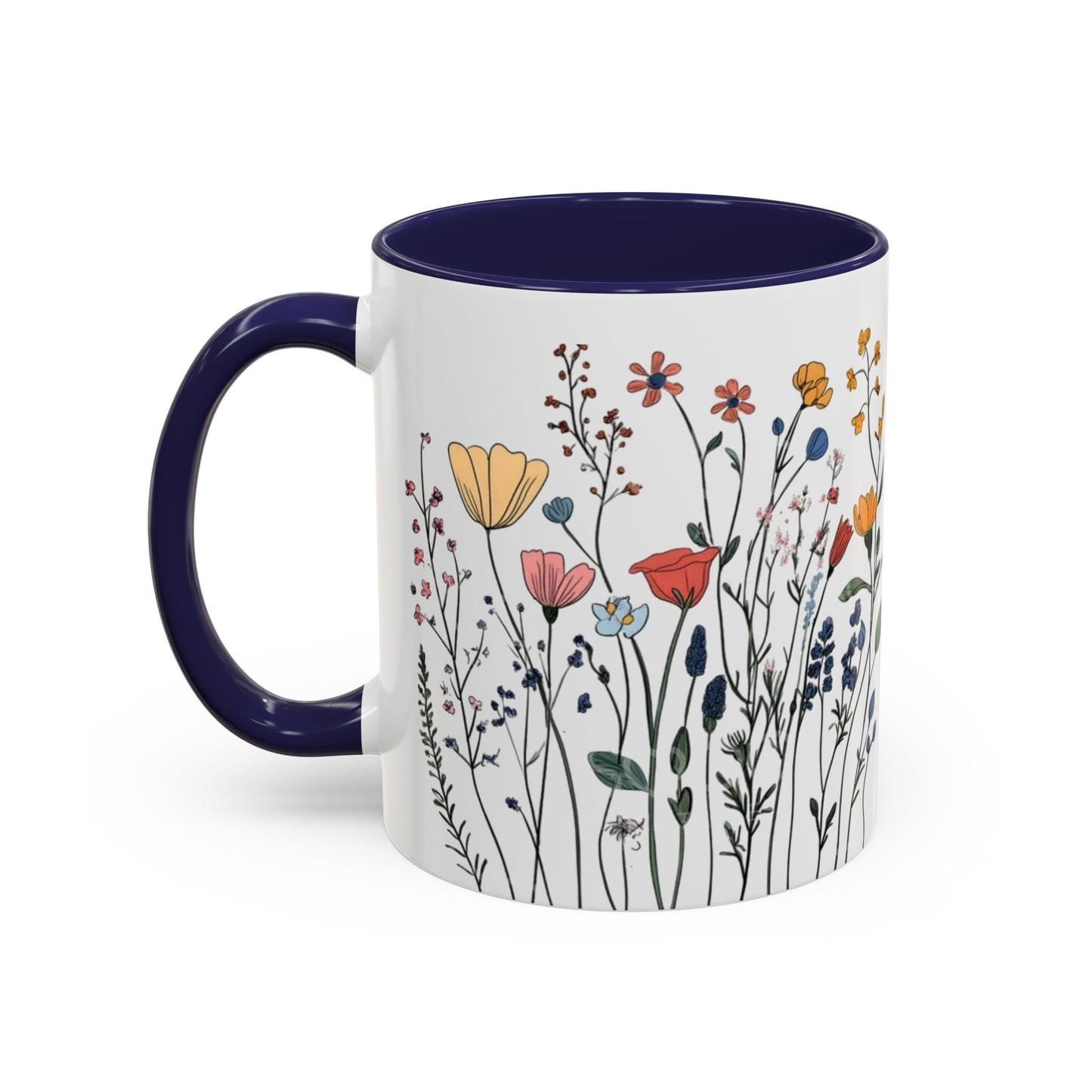 Floral Accent Coffee Mug | Flower Design Ceramic Cup for Home, Unique Gift for Her, Spring Decor, Tea Lover Mug, Garden Floral
